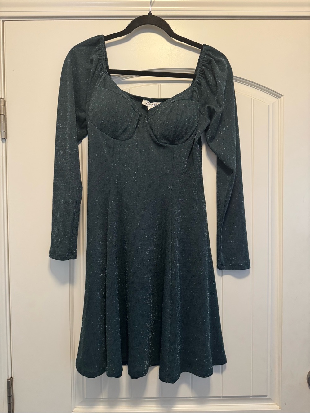 Juniors Lily Rose Molded Cup Glitter Knit Skater Dress